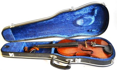 Lot 1069 - A 19th Century German Violin, with hand written label dated 1653, with a 358mm one piece back,...