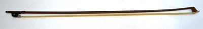 Lot 1074 - A Nickel Mounted Violin Bow, stamped Buttler, the ebony frog with pearl eyes