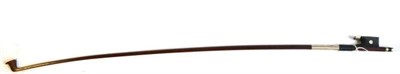 Lot 1076 - A French Nickel Mounted Violin Bow, stamped C.Bazin, with ebony frog with pearl eye, weight 52...