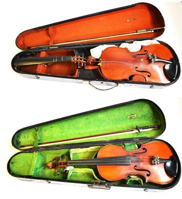 Lot 1083 - A 19th Century German Violin, labelled 'Francesco Ruggieri detto..', with a 358mm two piece...