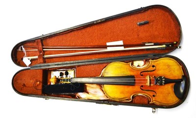 Lot 1084 - A 19th Century German Violin, labelled 'Antonius Straduarius..', with a 360mm two piece back...