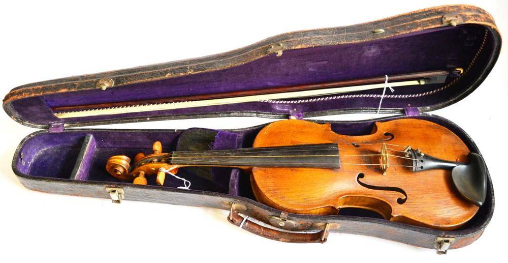 Lot 1086 - An Early English Violin, with faded hand written label 'Moses Chambers 1858.?', with a 370mm...