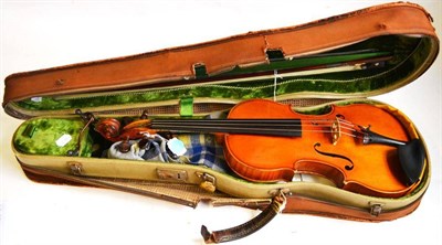 Lot 1090 - A 19th Century French Violin, labelled 'd'apres a Stradivarius Thibouville Lamy', with a 356mm...