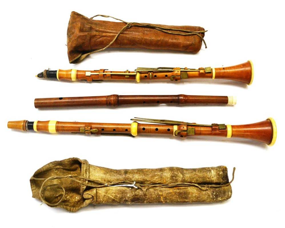 Lot 1098 - Two 19th Century Boxwood Clarinets, both with ivory mounts and brass keys, one by E.G.Williams,...