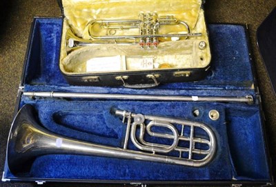 Lot 1099 - Two Silver Plated Brass Wind Instruments -  Conn Elkhart 'Connstellation' trumpet and an...