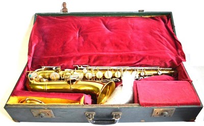 Lot 1101 - A Buescher Brass Low Pitch Tenor Saxophone, serial number 242589, with engraved decoration to bell