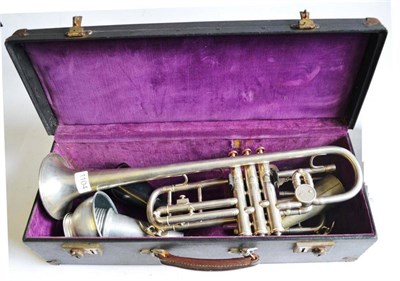 Lot 1104 - A Boosey & Co 'Silbron' Class A Silver Plated Trumpet, serial number 133012, with accessories,...