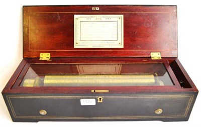 Lot 1122 - A 19th Century Swiss Cylinder Key Wind Musical Box, serial number 11123, with 33.5cm brass cylinder