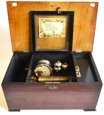 Lot 1123 - A 19th Century Swiss Cylinder Musical Box, with a 15.5cm brass cylinder and single steel comb...