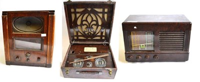 Lot 1133 - Mixed Instruments, comprising a KB leather suitcase type radio, Emidicta record cutter, Marconi...