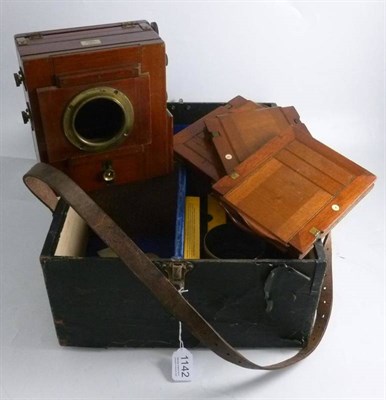 Lot 1142 - A 19th Century Mahogany and Brass Tailboard Camera Outfit by Reynolds & Branson, Leeds, 1/4...