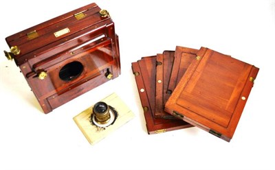 Lot 1143 - A 19th Century Mahogany and Brass Tailboard Camera by G. Hare, 26 Calthorpe Street, London,...