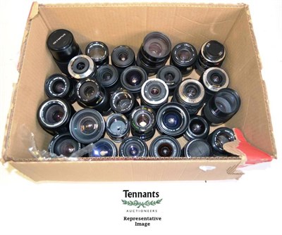 Lot 1155 - A Large Collection of Camera Lenses, approximately one hundred lenses, makers include Tamron,...