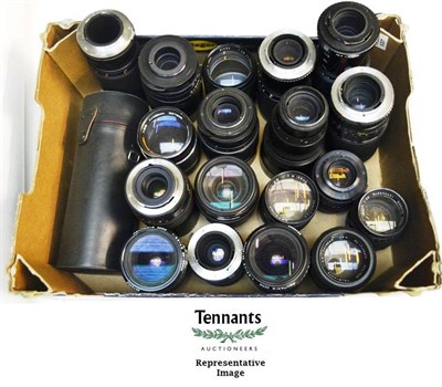 Lot 1156 - A Large Collection of Camera Lenses, approximately one hundred and twenty lenses, makers...