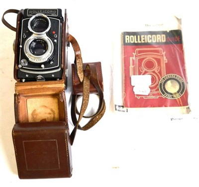 Lot 1161 - A Franke & Heidecke Rolleicord Twin Lens Reflex Camera, serial number 1559146, with black...