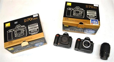 Lot 1166 - A Boxed Nikon D70 Digital Camera Outfit, with an f4-5.6/55-200mm lens, together with a boxed...