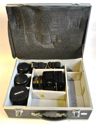 Lot 1170 - A Zenza Bronica SQ-B Camera Outfit, serial number 1601099, with four Zenzanon-PS lenses -...