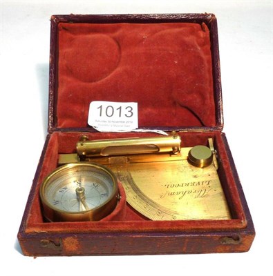 Lot 1013 - A 19th Century Lacquered Brass Inclinometer by Abraham, Liverpool, with separate compass, in a...