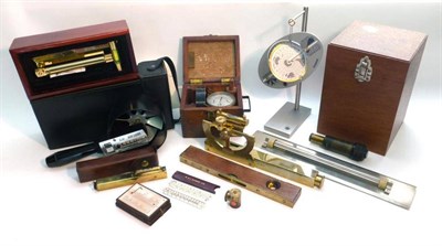 Lot 1026 - Mixed Instruments, including a brass Abney Level, another brass level, a Negretti & Zambra...