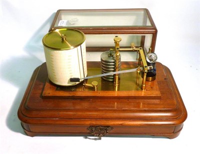 Lot 1032 - A Mahogany Cased Barograph, with eight section vacuum, working clockwork mechanism, ink bottle,...