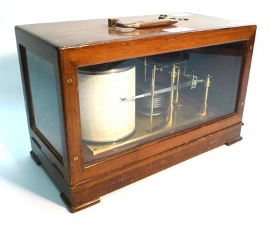 Lot 1037 - A Walnut Cased Barograph by Casella, London, number 343, with ten section vacuum, working clockwork