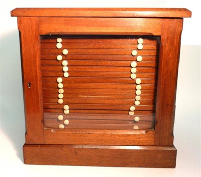 Lot 1049 - A Mahogany Microscope Slide Cabinet, with glazed door over nineteen bone handled drawers...