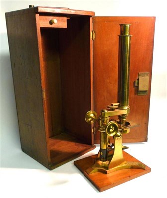 Lot 1053 - A 19th Century Lacquered Brass Monocular Compound Microscope by Moginie, 14 Riding House...