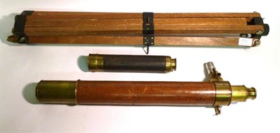 Lot 1061 - A 1 1/2-Inch Brass Three Draw Telescope by Adams, London, Inst. Maker to His Majesties...