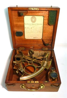 Lot 1064 - A Lacquered Brass Double Ring Sextant by J.Morton & Co., Glasgow, numbered P911, with silvered...