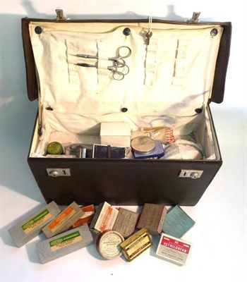 Lot 1086 - A Collection of Medical Equipment, including a case of human bones, doctor's bag containing a...