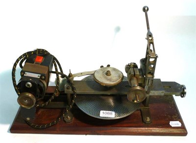 Lot 1088 - A Gear Cutting Machine for Clocks, of steel construction, with electric motor, mounted on a...