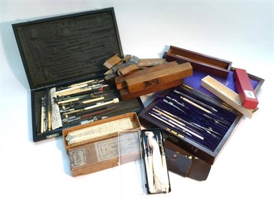 Lot 1090 - A Collection of Drawing Instruments, including two ivory sectors, two ivory rules, rosewood...