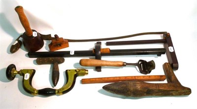 Lot 1100 - Woodworking Tools, including a James Howarth of Sheffield ebony and brass 'Metallic Frame...