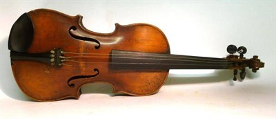 Lot 1102 - A 19th Century German Violin, labelled 'Carlo Bergonzi fecit ... 1777', with a 356mm two piece...