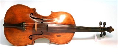 Lot 1110 - A 19th Century Tyrolean Violin, with unreadable label, 360mm two piece back, ebony tuning pegs,...