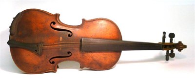 Lot 1120 - A 19th Century German Violin, labelled 'Antonius Stradivarius...', with a 362mm two piece back,...