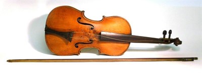 Lot 1122 - A 19th Century German Violin, no label, with a 360mm two piece back, ebony tuning pegs,...