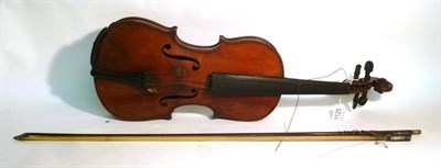 Lot 1125 - A 19th Century French Violin, no label, with a 362mm two piece back, ebony tuning pegs,...