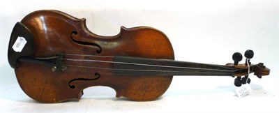 Lot 1134 - A 19th Century German Violin, no label, with a 357mm one piece back, ebony tuning pegs