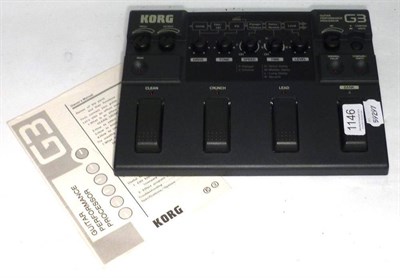 Lot 1146 - A Korg G3 Guitar Performance Processor, mains adaptor and lead