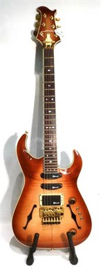 Lot 1149 - An A P Richardson ";Amethyst Strat"; Electric Guitar, with maple capped semi-hollow body, laminated