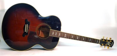 Lot 1152 - Yamaha CJ-12 Acoustic Guitar, with black body, mother of pearl inlaid fretboard, in a soft case