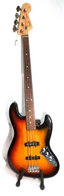 Lot 1160 - A Fender Style Fretless Bass Guitar, two pickups, sunburst finish