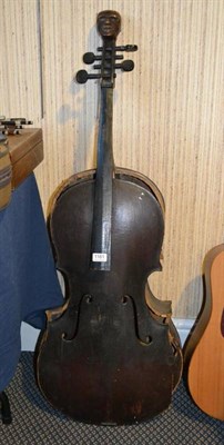 Lot 1161 - A Distressed 19th Century English Violoncello, hand written inscription to the inside 'William...