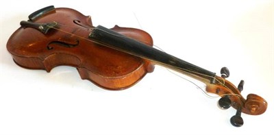 Lot 1163 - A Late 19th Century German Violin, labelled 'Copy of Stainer', with 354mm two piece back, ebony...