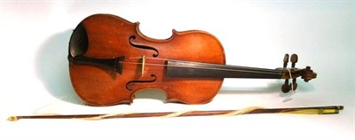 Lot 1167 - A 19th Century Violin, possibly French, labelled 'Antonius Stradivarius...', with a 363mm one piece