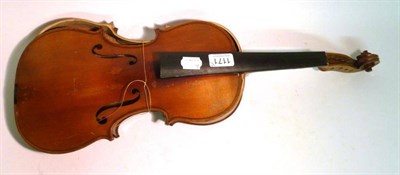 Lot 1171 - A French Trade Violin, labelled 'JTL' and numbered '3', with a  356mm one piece back; A 20th...