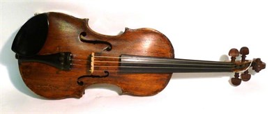 Lot 1181 - An 18th Century 1/2 Size Violin, possibly Italian, no label, with a 318mm two piece back,...