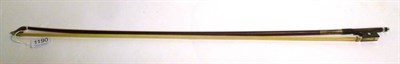 Lot 1190 - A 20th Century English Silver Mounted Violin Bow by Roy Collins, the ebony frog inlaid with...