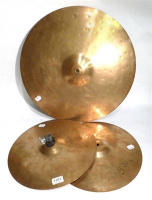 Lot 1191 - Three Zildjian Brass Cymbals, including two 14"; High Hats, the other 20"